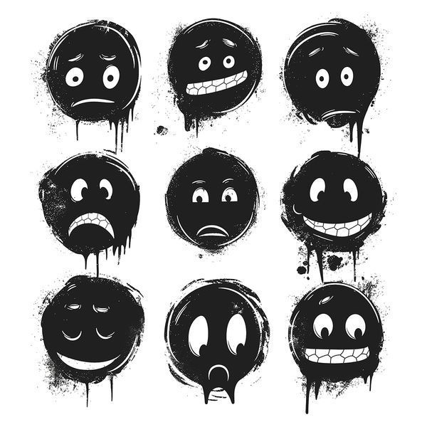 Футболка класична чоловіча/унісексЧорні Смайли Емоцій BRT-12936 фото