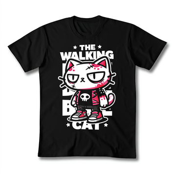 Футболка класична чоловіча/унісексКіт-Зомбохід. THE WALKING CAT BRT-38966 фото